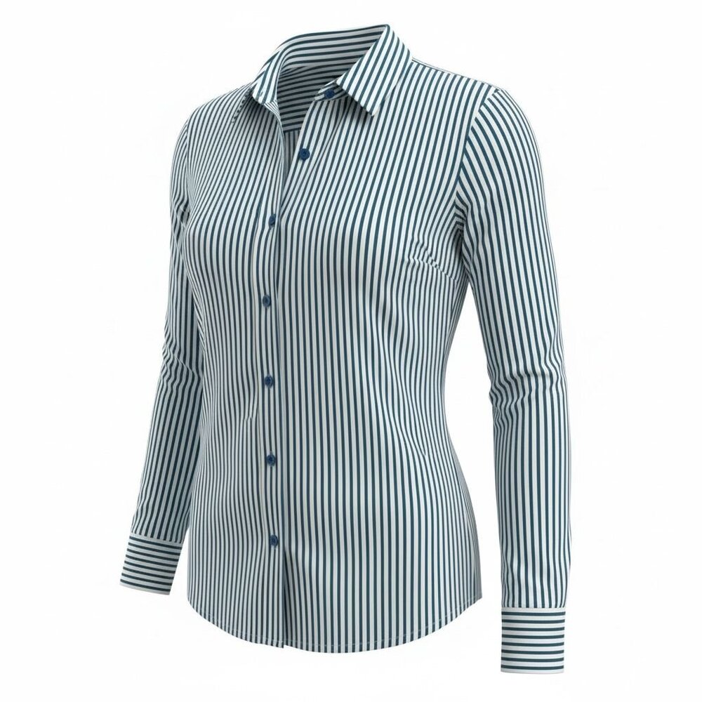 Zara Blue & White Striped Button Down Shirt | Classic Tailored Blouse | NWOT - Picture 6 of 7